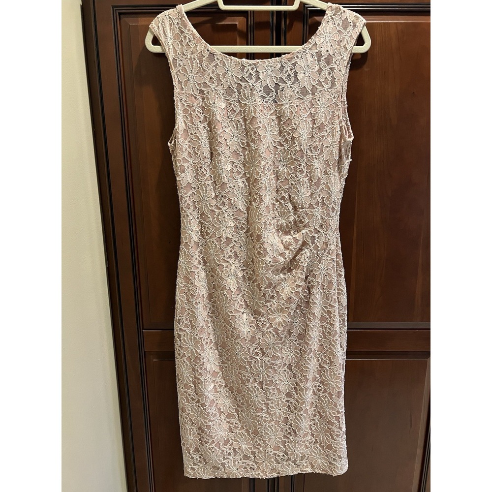 Connected Apparel Sparkle Stretch Lace Dress Peachy Pink - 10